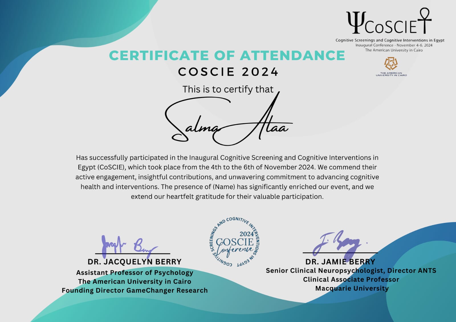 Basel Sharaf Certificate